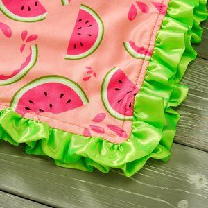 Pete and Lucy Watermelon Picnic Minky and Milk Silk Cuddle Blanket
